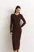 Nenya Geometric Knit Midi Dress - Chocolate Clothing - Dresses + Jumpsuits - Dresses - Long Dresses by Nenya | Grace the Boutique
