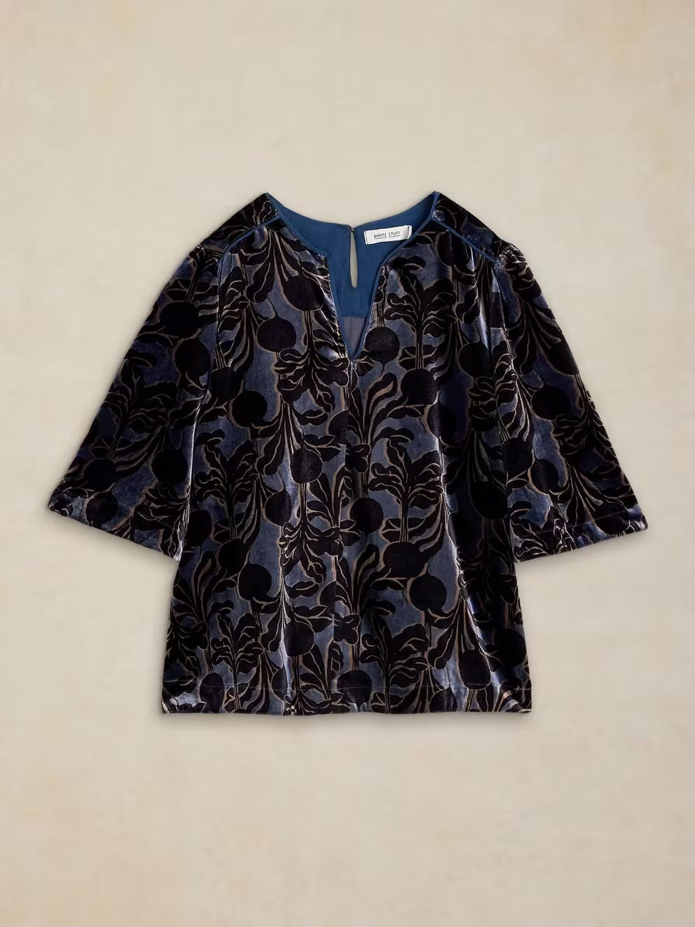 White Stuff Nova Velvet Shell - Blue Print