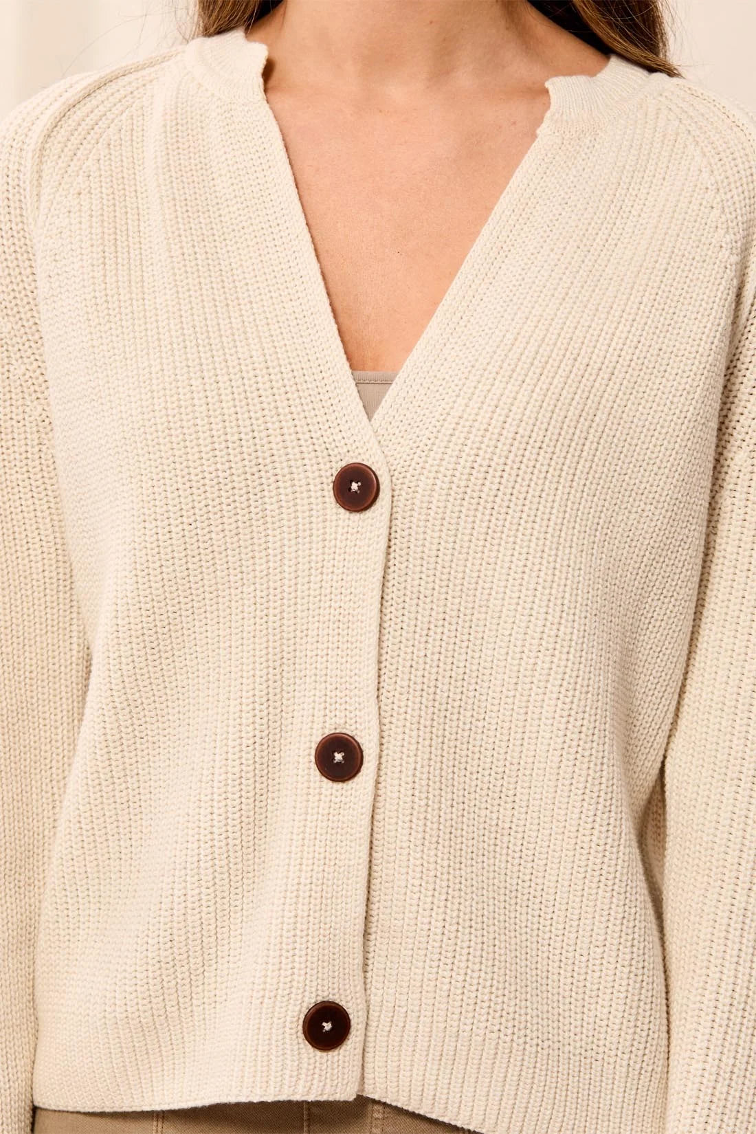 Tribal V Neck Cardi - Oatmeal
