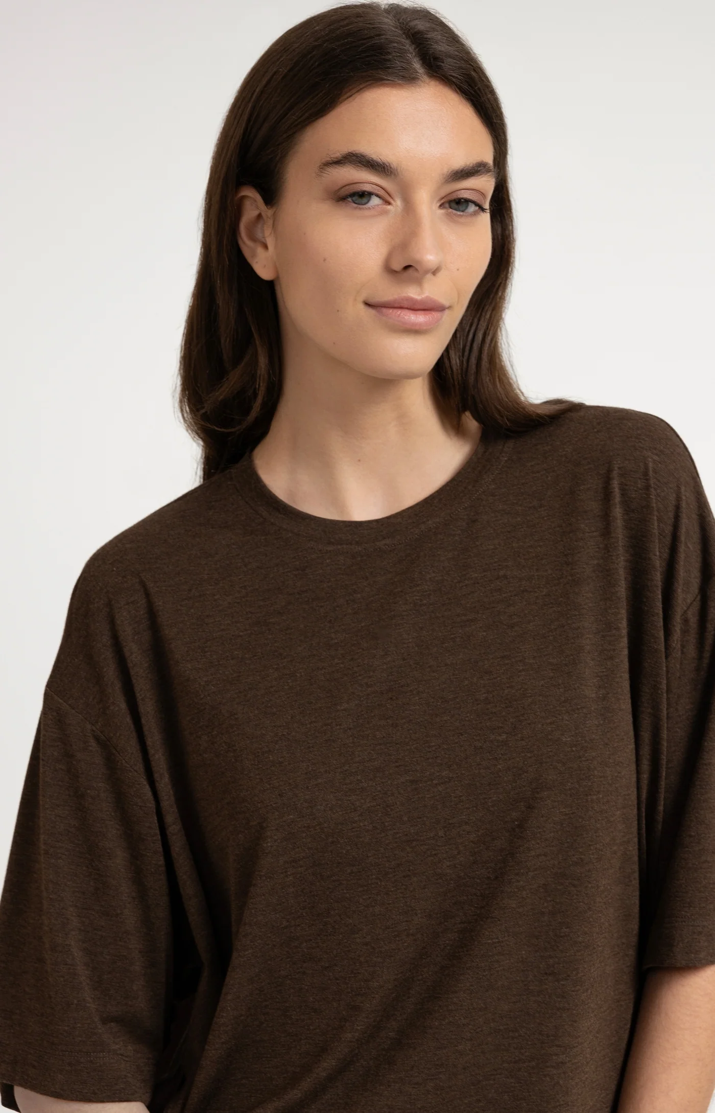 Yaya Oversized Jersey Tee - Slate Brown