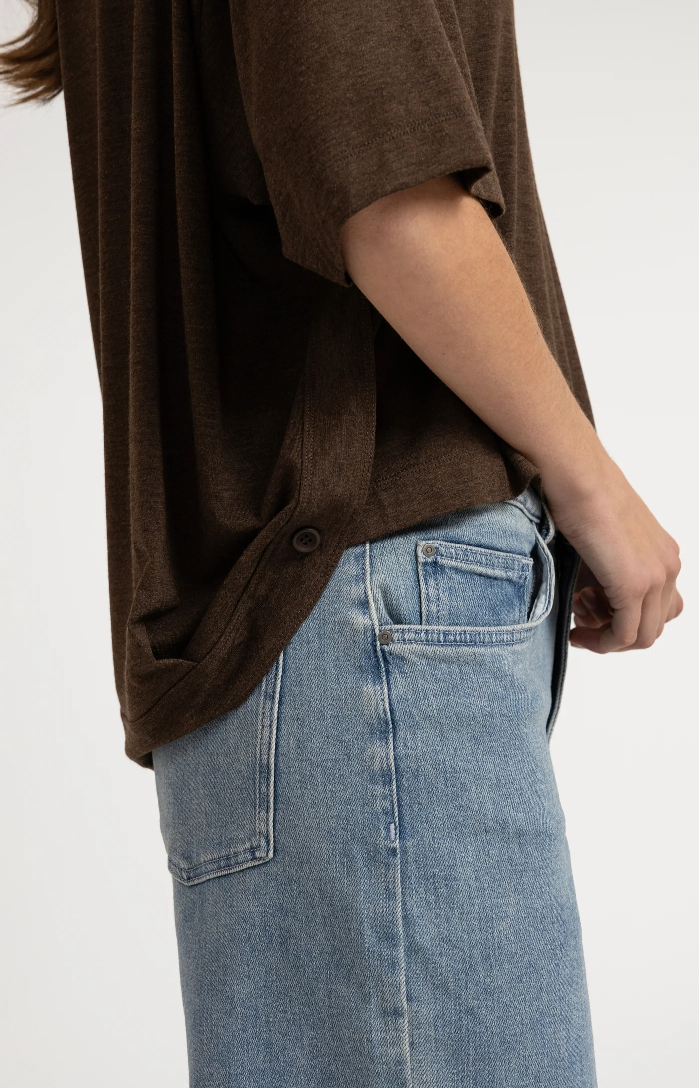 Yaya Oversized Jersey Tee - Slate Brown