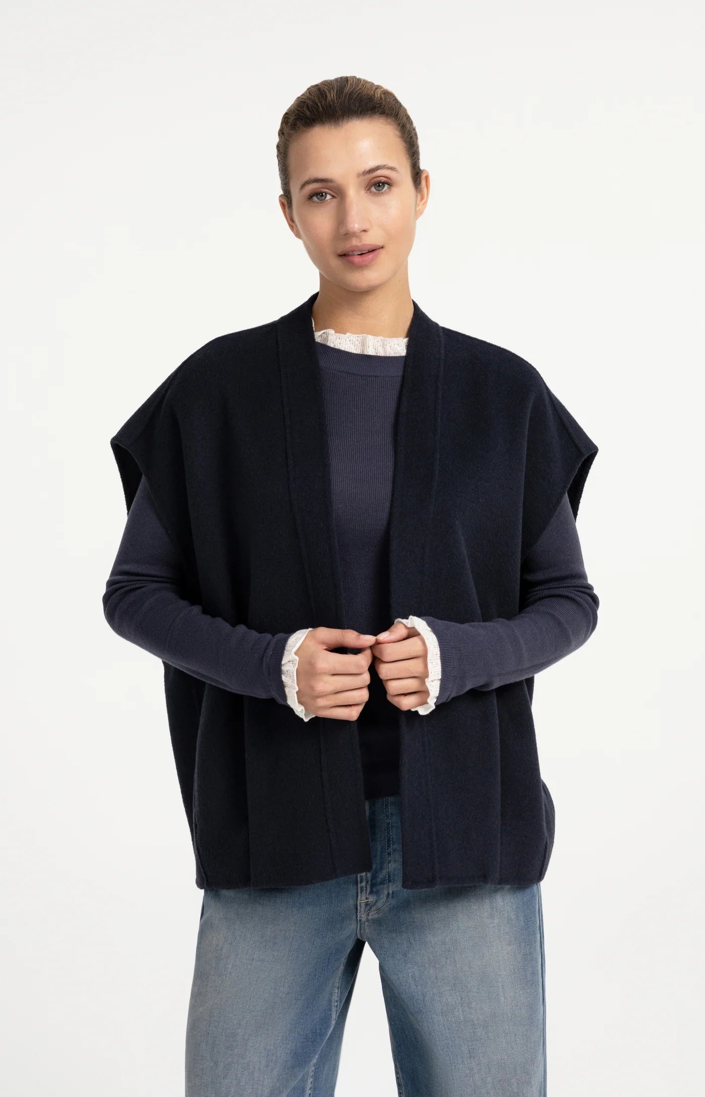 Yaya Oversize Vest - Navy