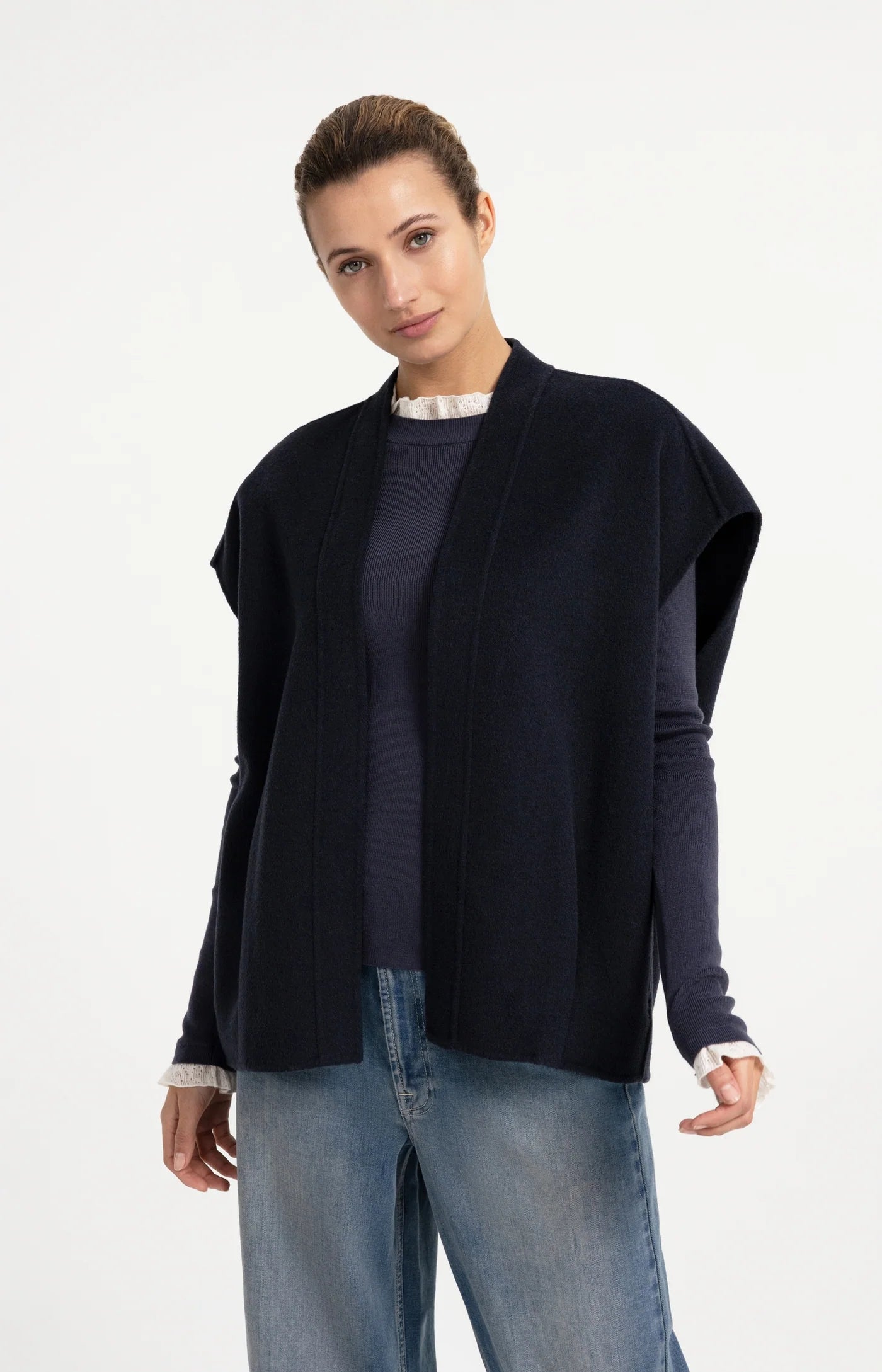 Yaya Oversize Vest - Navy