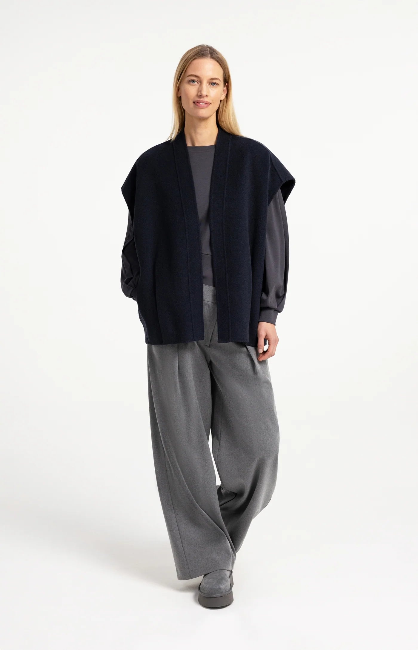 Yaya Oversize Vest - Navy