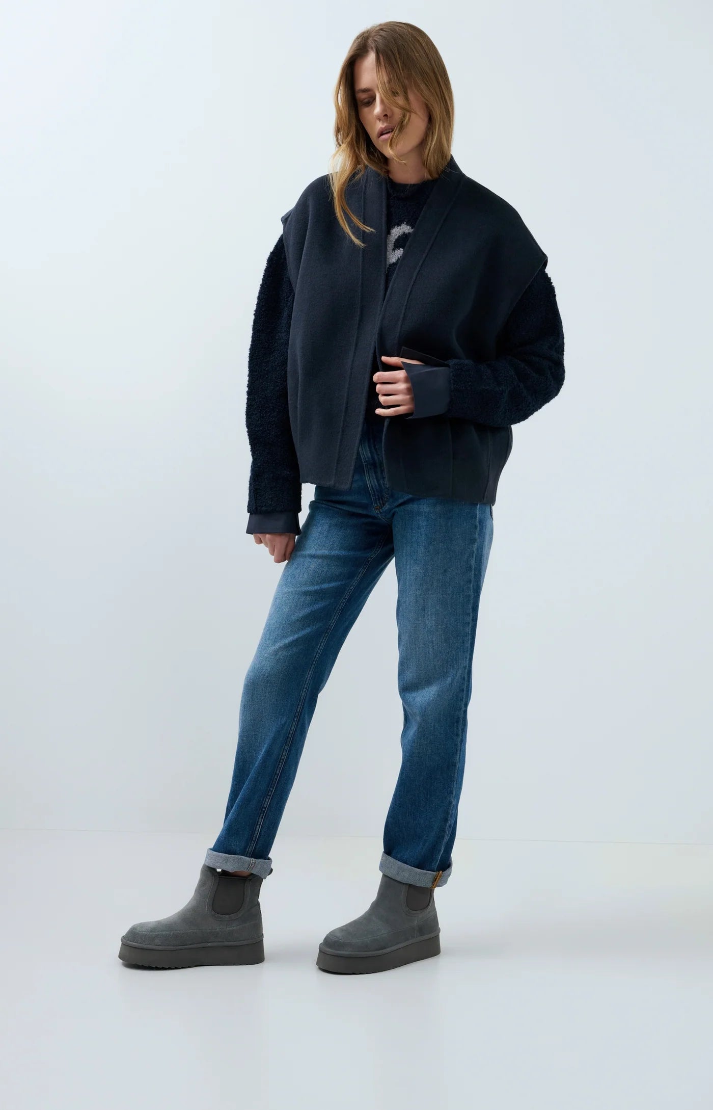 Yaya Oversize Vest - Navy