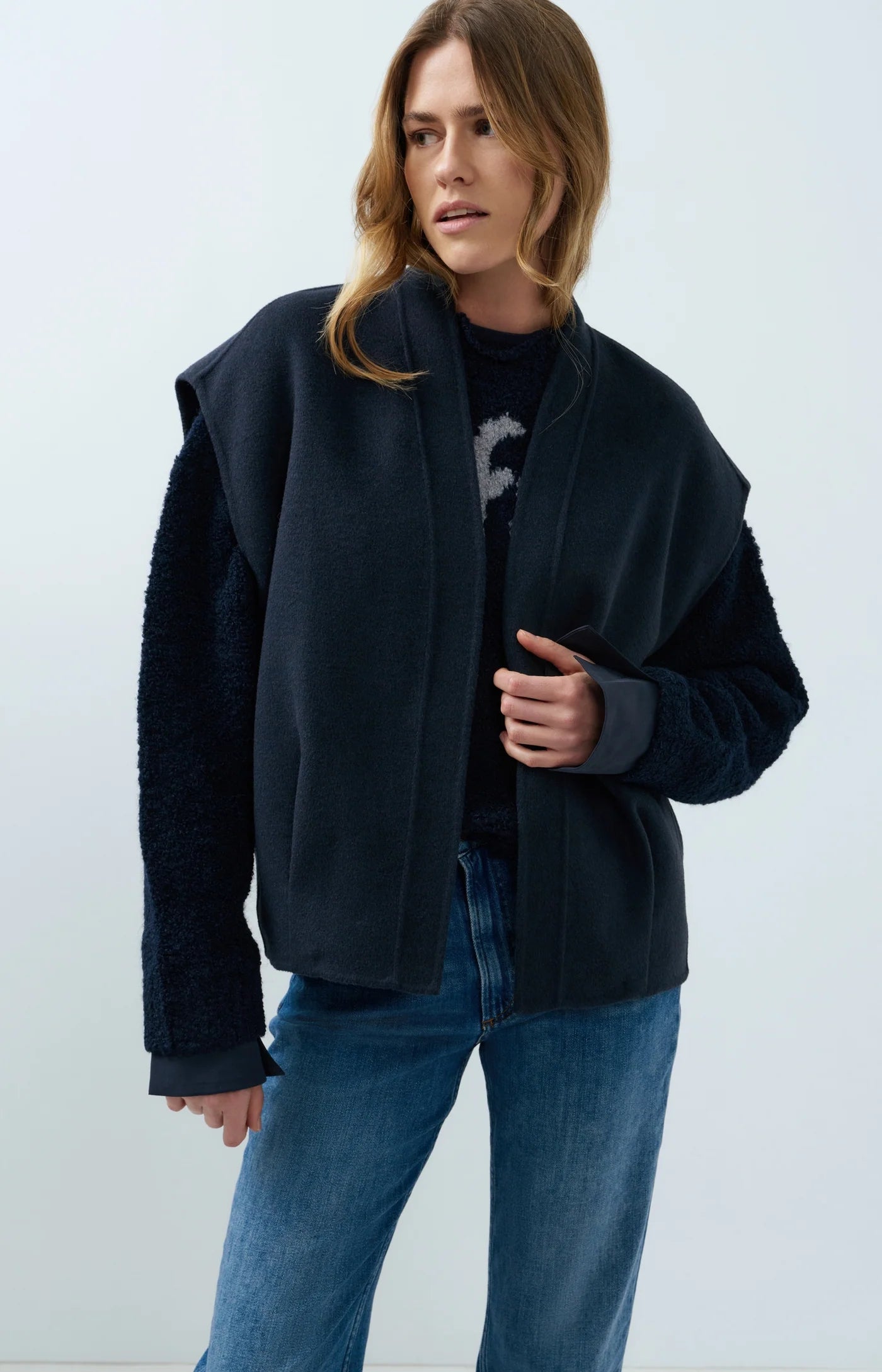 Yaya Oversize Vest - Navy