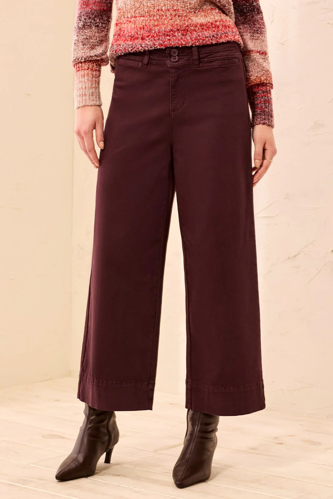 Tribal High Rise Cropped Palazzo Pant - Fudge
