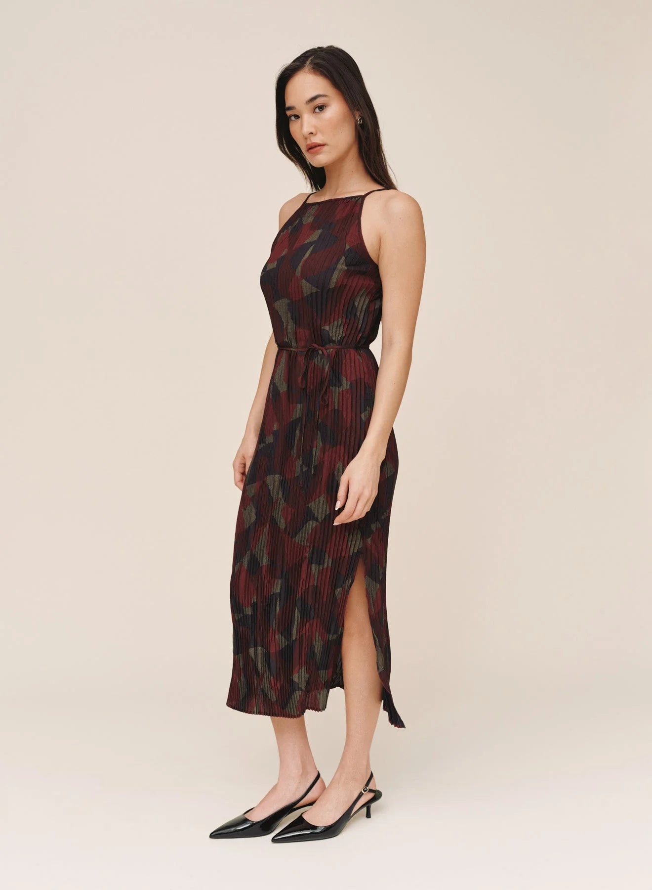Bella Dahl Pleated Midi Dress - Abstract Camo