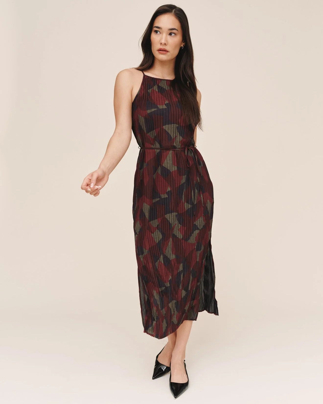 Bella Dahl Pleated Midi Dress - Abstract Camo
