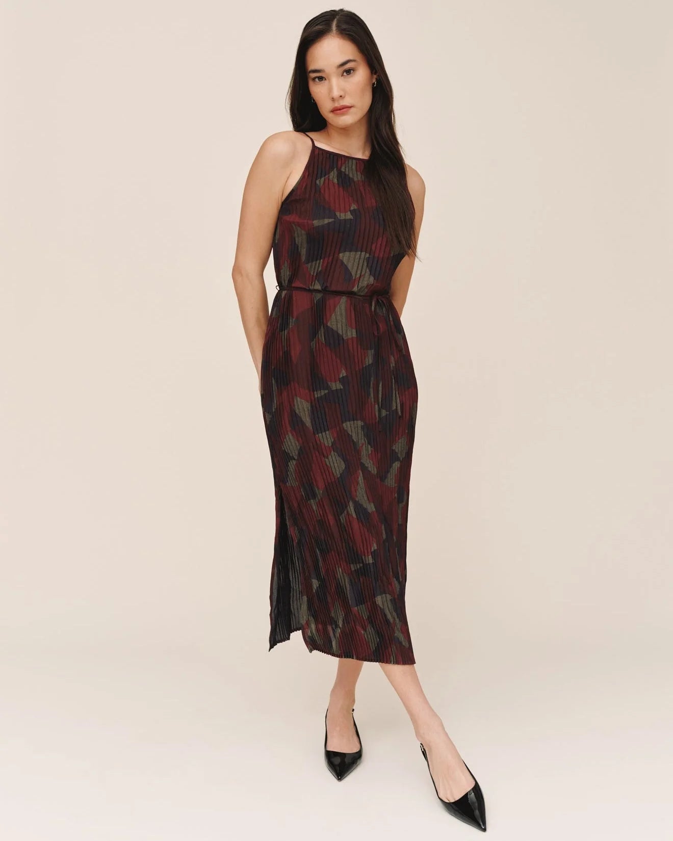 Bella Dahl Pleated Midi Dress - Abstract Camo