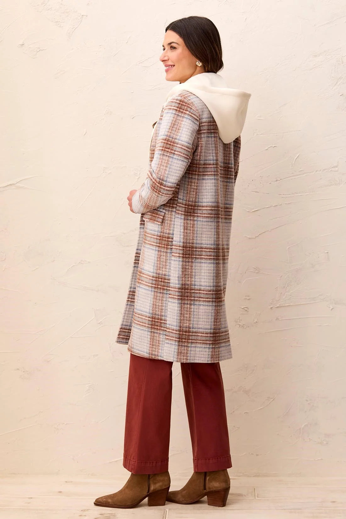 Tribal Plaid Fooler Coat - Cream