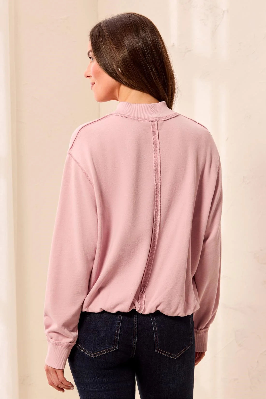 Tribal Bubble Hem Sweatshirt - Pink Frost