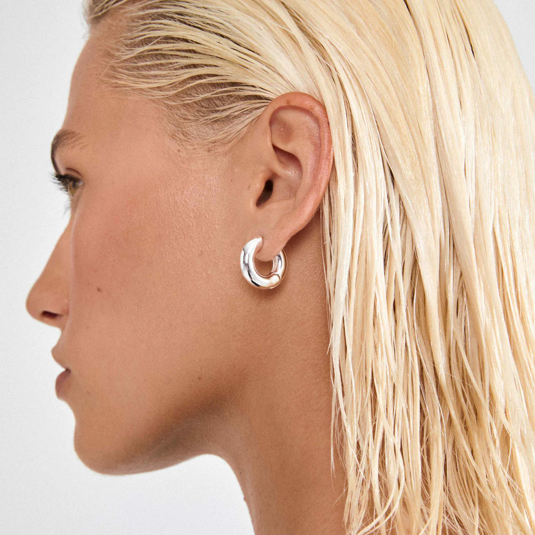Pilgrim Aica Medium Hoop Earrings - Silver