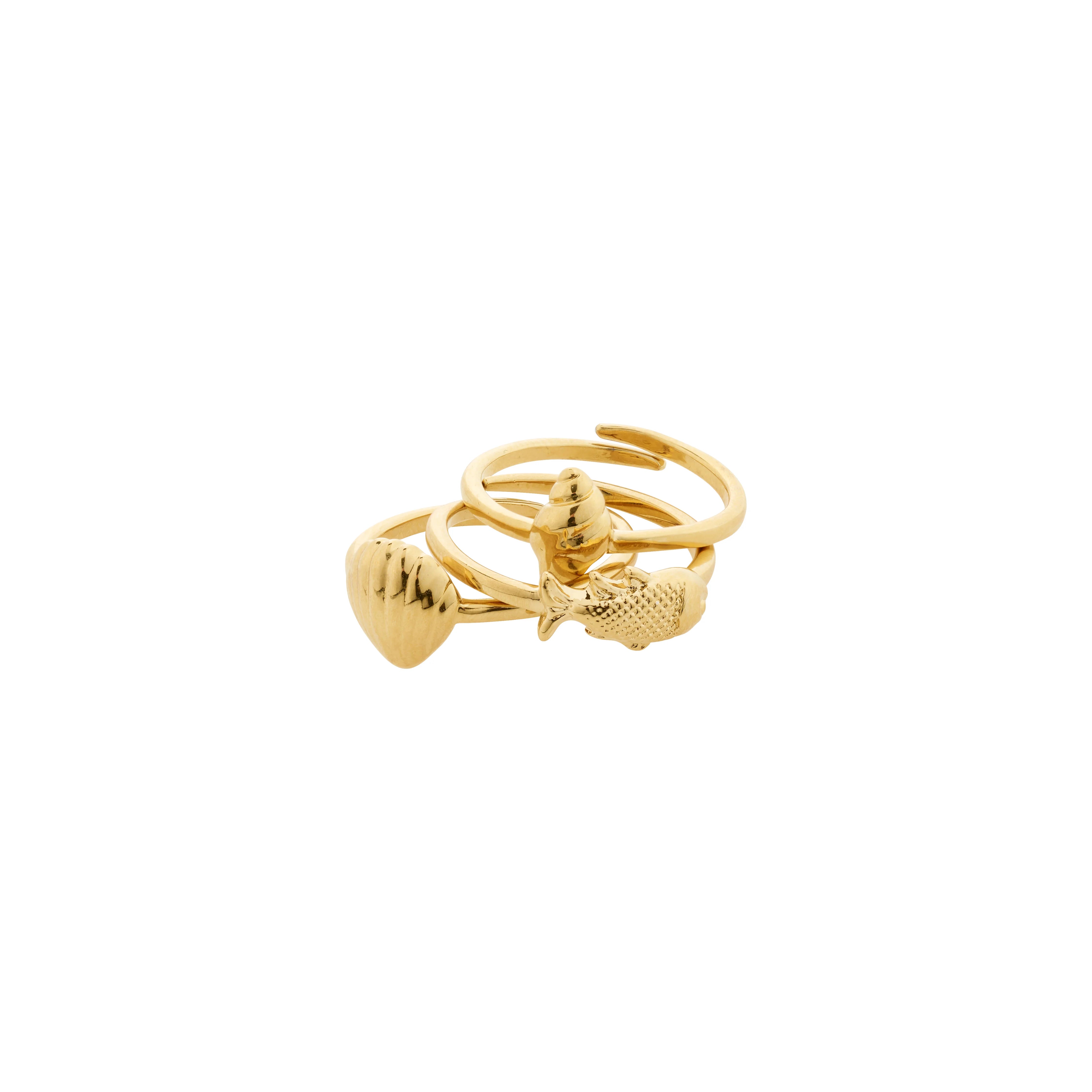 Pilgrim Breeze 3 in 1 Ring Set - Gold