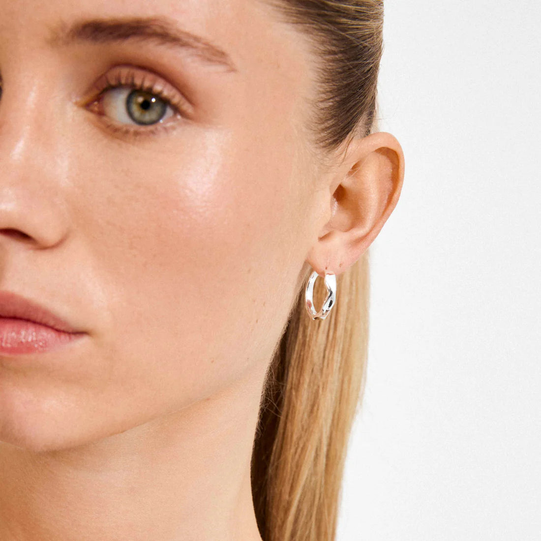 Pilgrim Ember Small Hoops - Silver