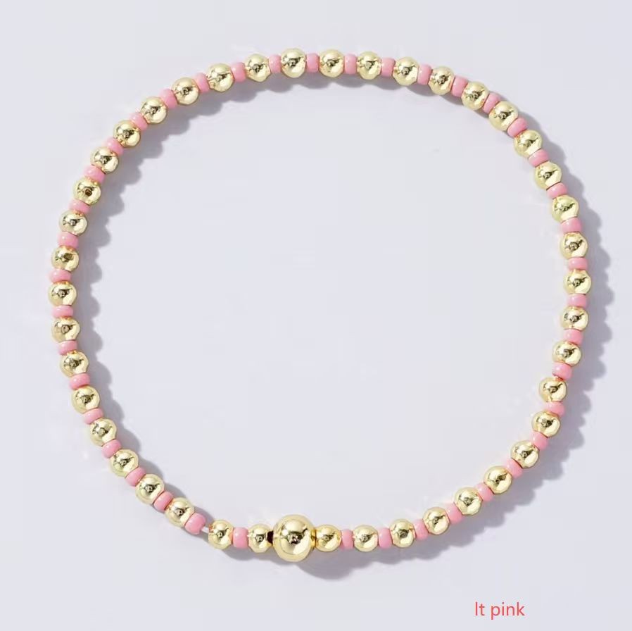 Boho Beaded Bracelet - Light Pink