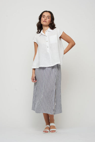 Pistache Cap Sleeve Linen Blouse - White Clothing - Tops - Shirts - Blouses - Blouses Opening Price by Pistache | Grace the Boutique