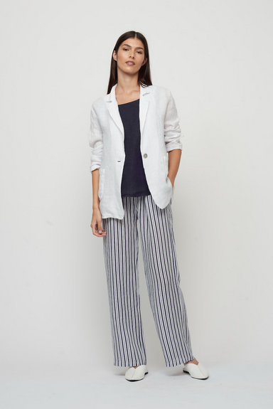 Pistache Cropped Linen Pant - Navy Stripe Clothing - Bottoms - Pants - Casual by Pistache | Grace the Boutique