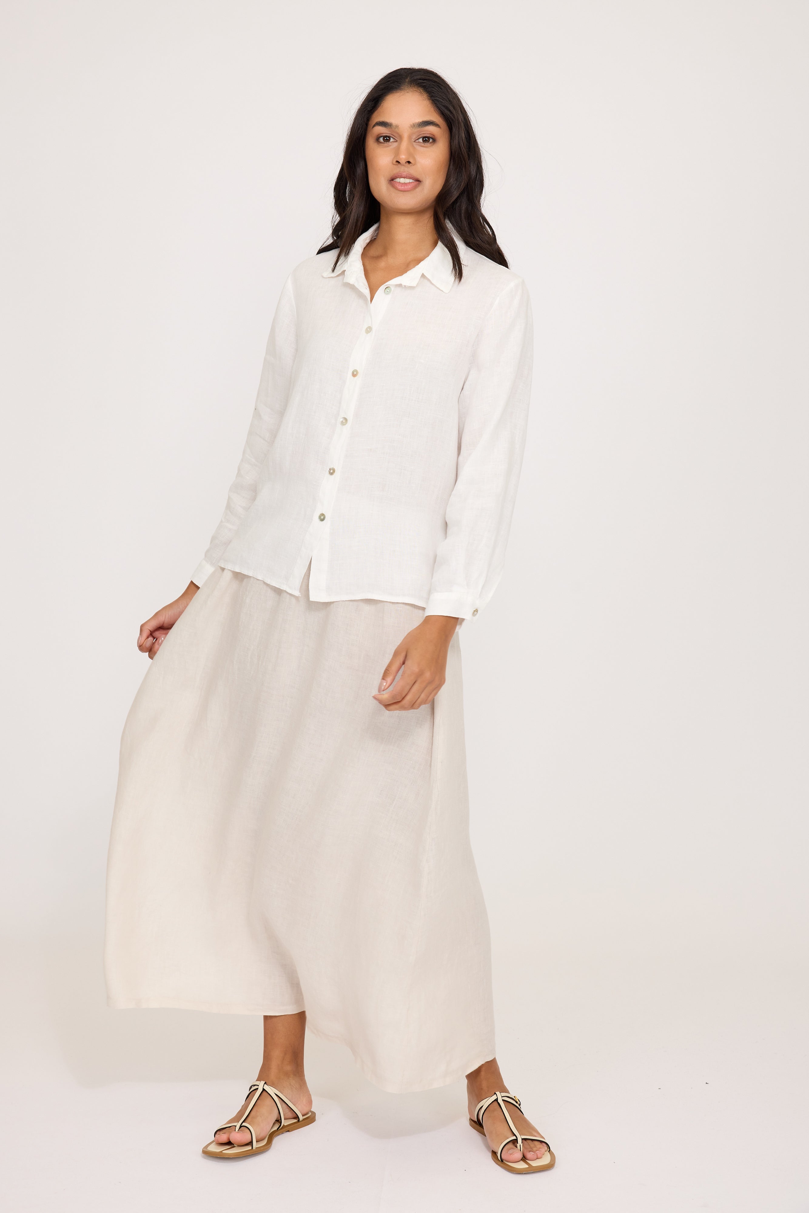 Pistache Loose Linen Skirt - Summer Beige