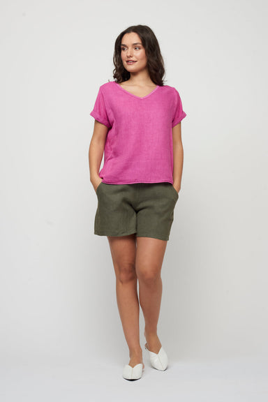 Pistache SS Linen Woven Top - Orchid Clothing - Tops - Shirts - SS Knits by Pistache | Grace the Boutique