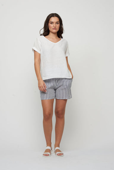 Pistache SS Linen Woven Top - White Clothing - Tops - Shirts - SS Knits by Pistache | Grace the Boutique