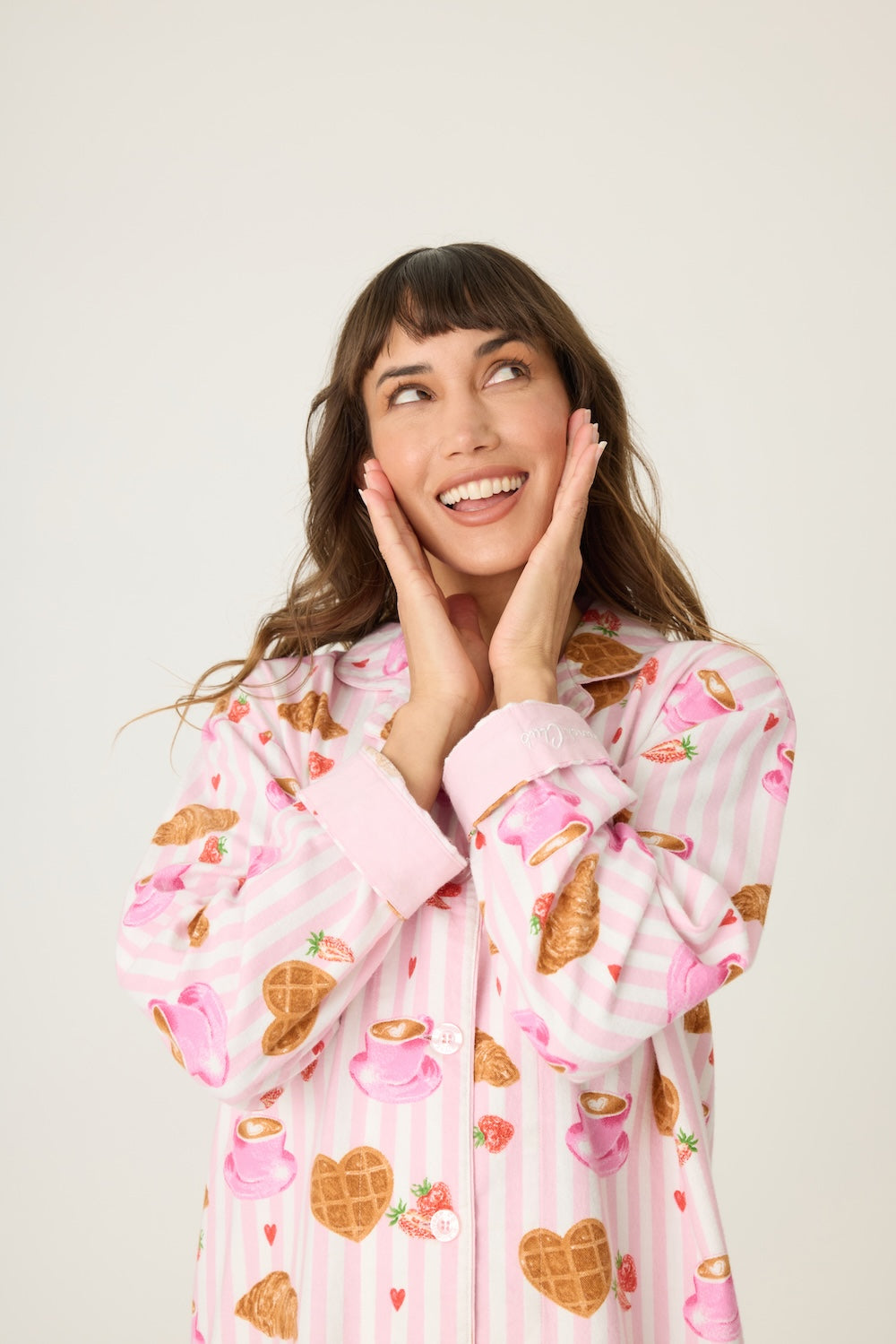 PJ Salvage Flannel Night Shirt - Pink Brunch Club
