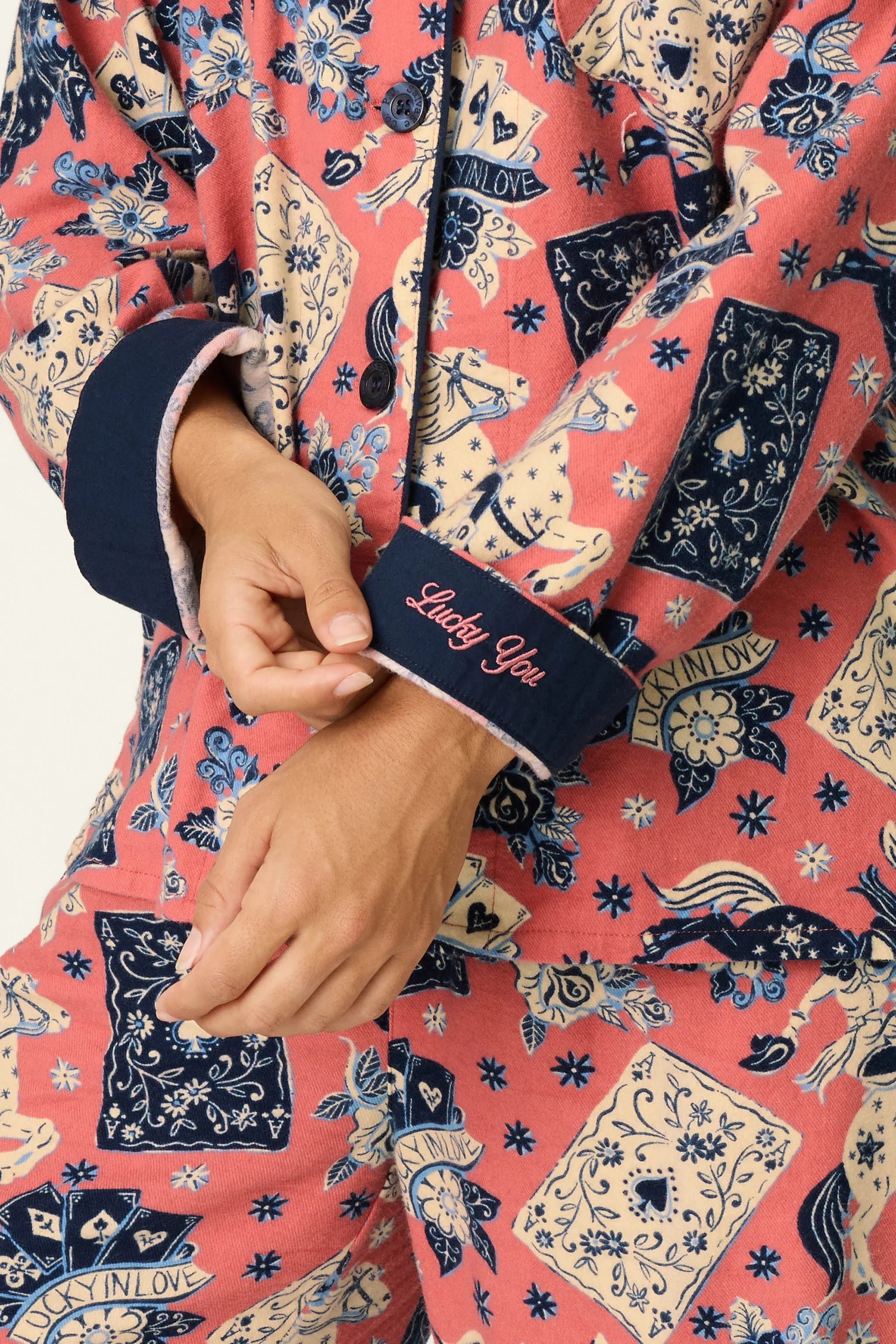 PJ Salvage Flannel PJ Set - Lucky You Dark Rose