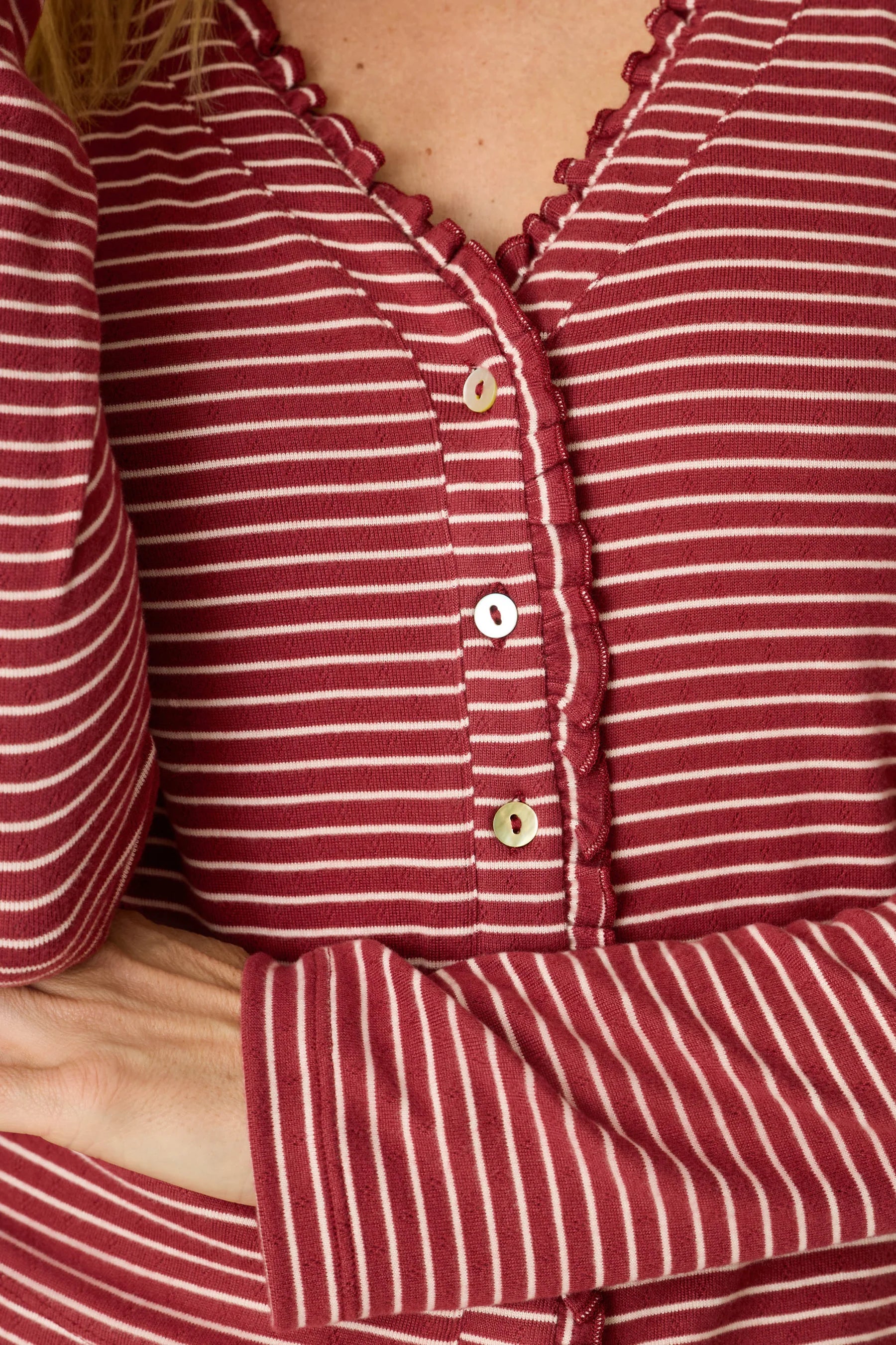 PJ Salvage Pretty Stripes Lounge Set - Dark Wine