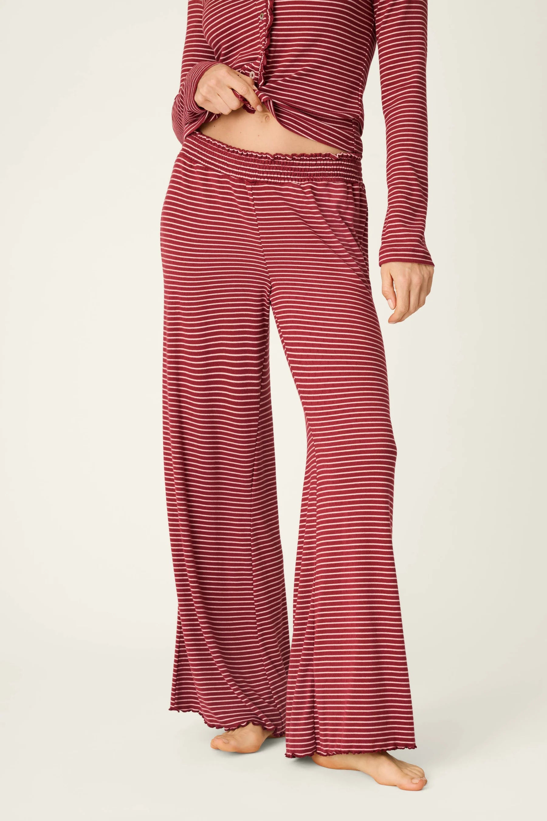PJ Salvage Pretty Stripes Lounge Set - Dark Wine