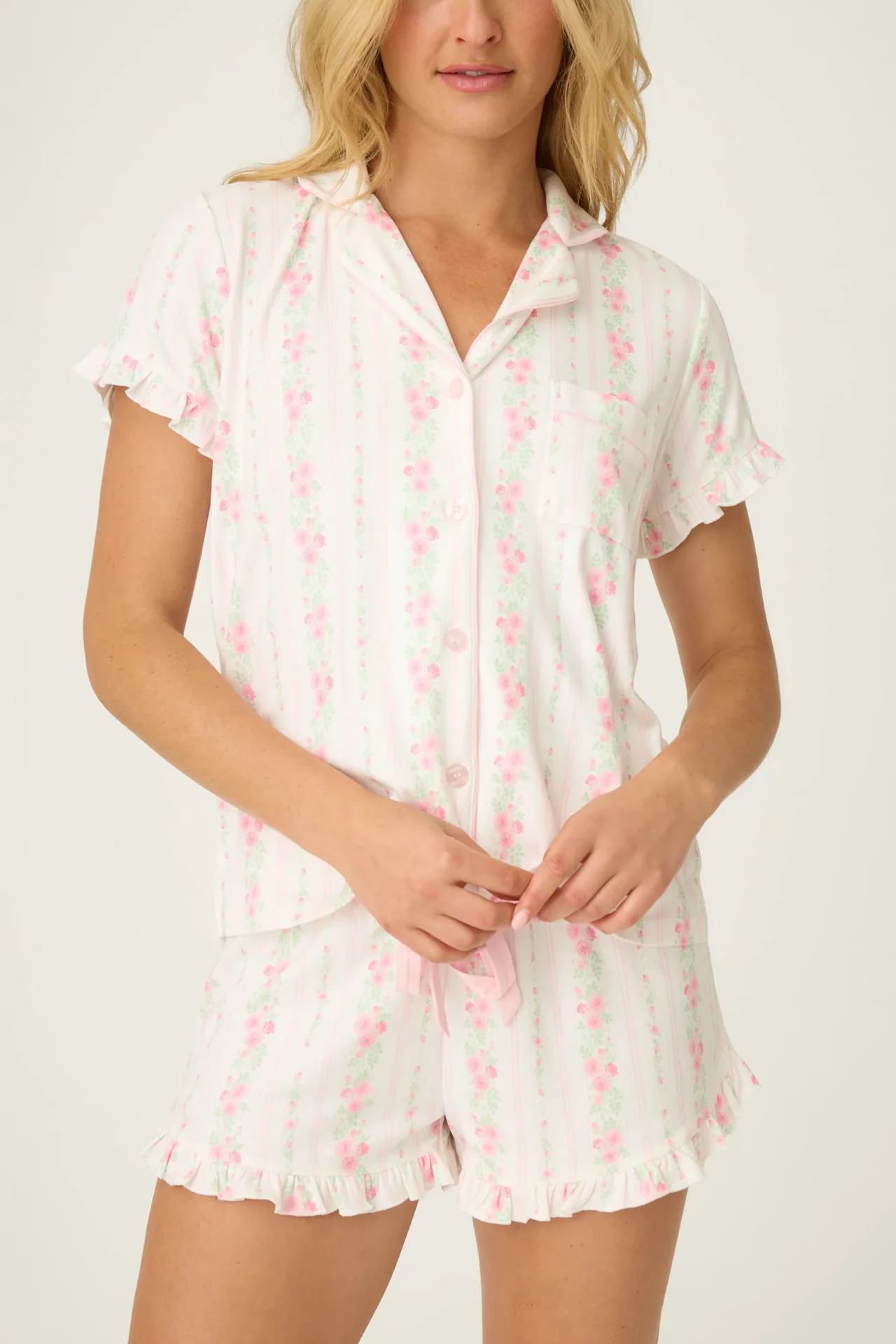 PJ Salvage Roses are Pink PJ Set - Ivory