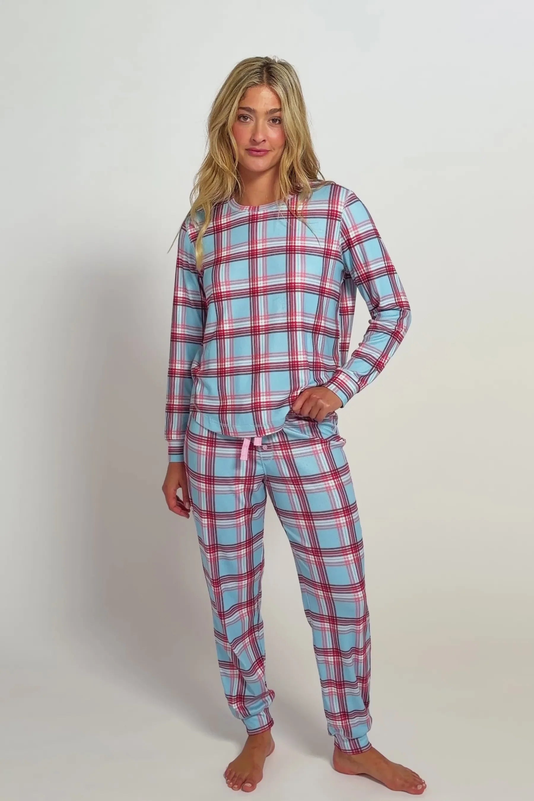 PJ Salvage Plaid About You PJ Set - Cloud Blue