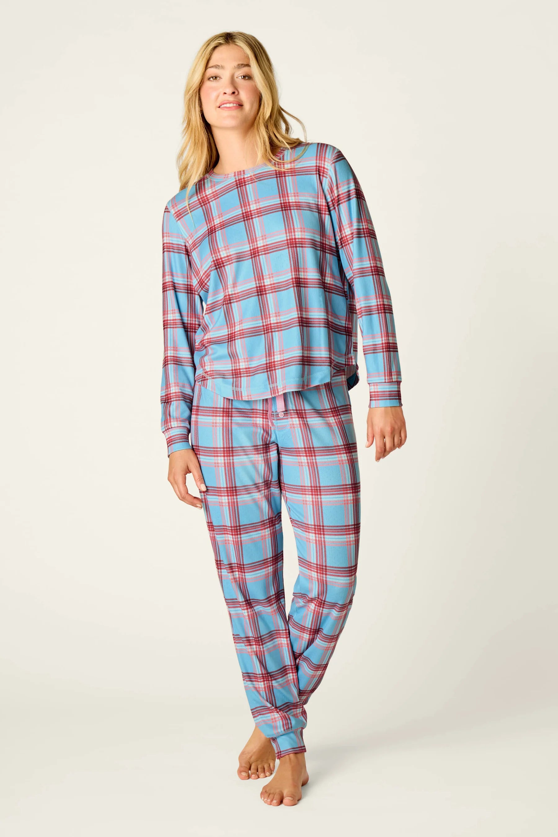 PJ Salvage Plaid About You PJ Set - Cloud Blue