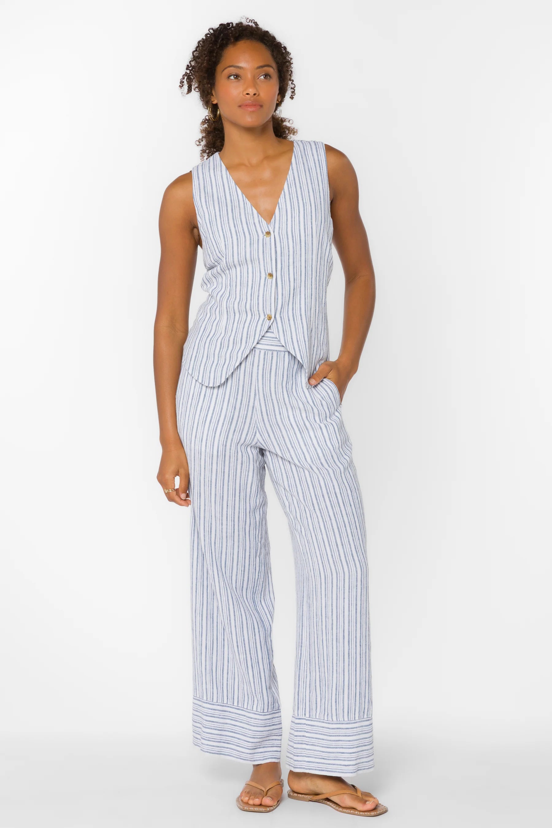 Velvet Heart Quincy Vest - Washed Blue Stripe