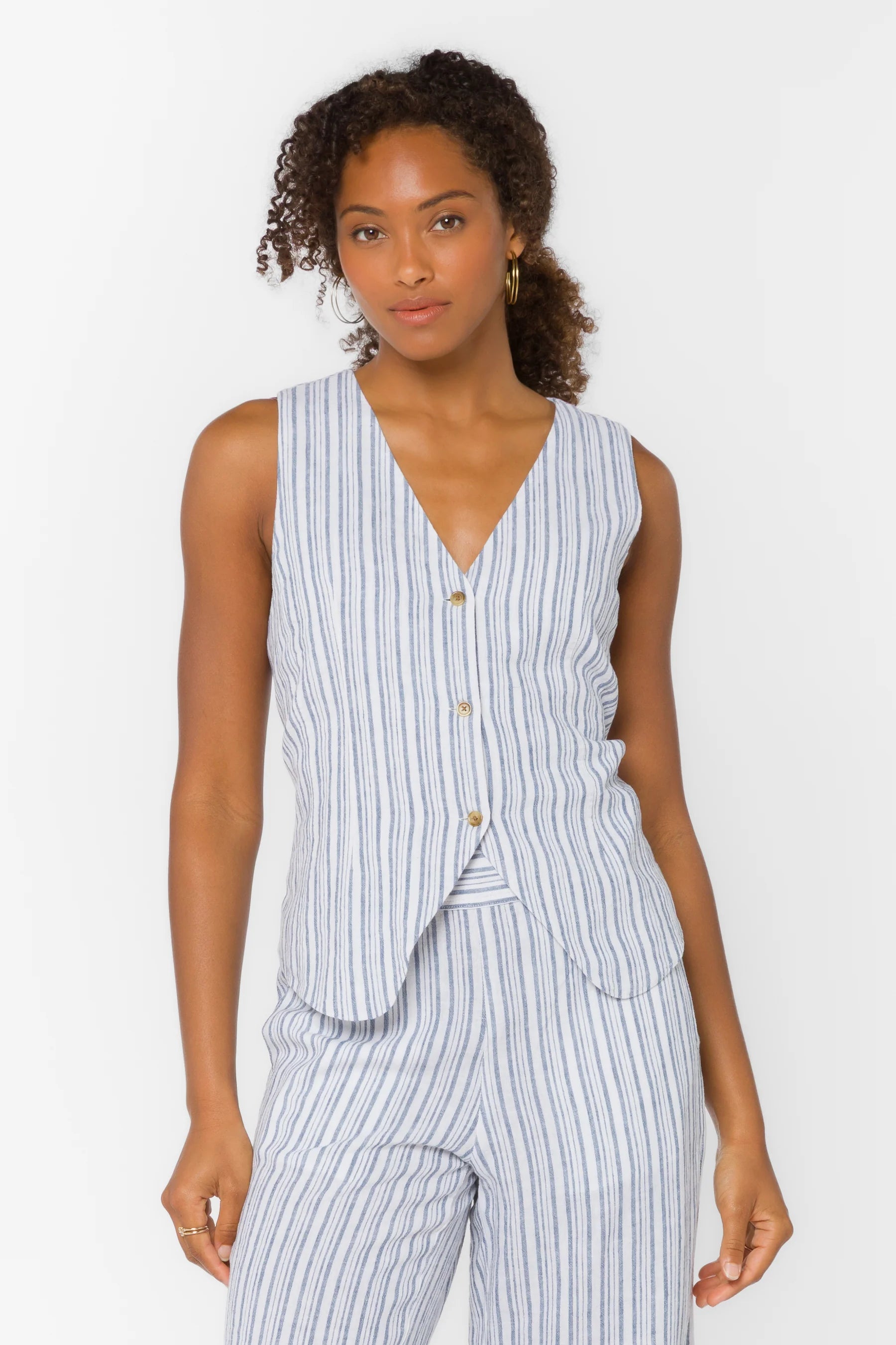 Velvet Heart Quincy Vest - Washed Blue Stripe