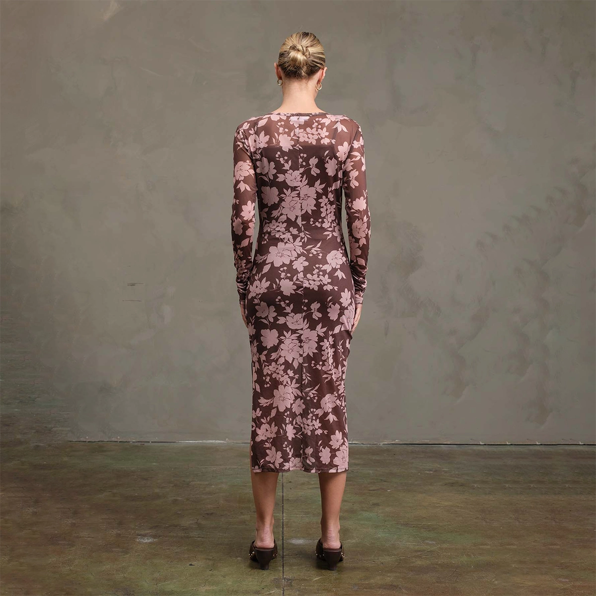 Raisonnel Floral Mesh Dress - Mauve