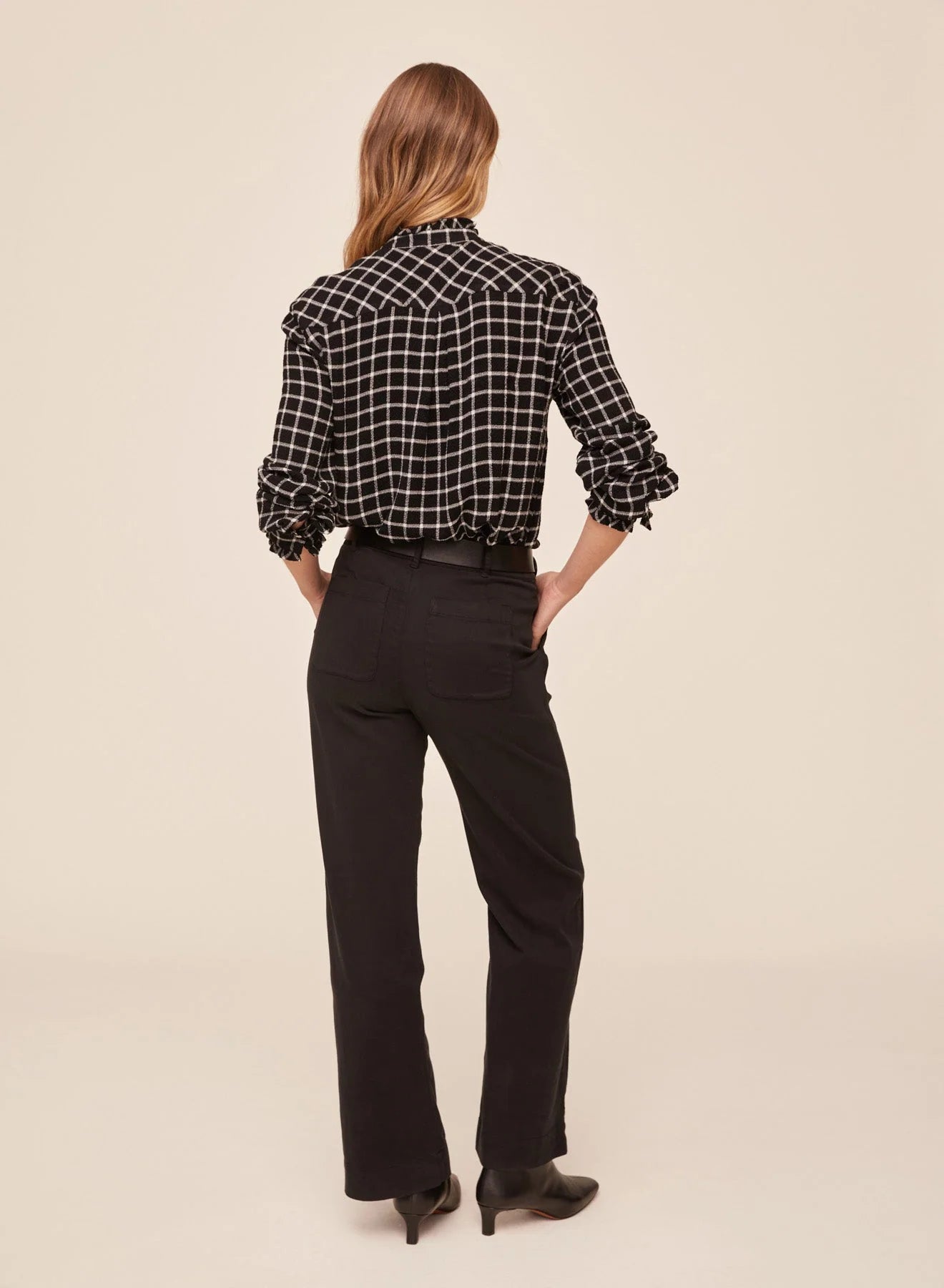 Bella Dahl Ruffle Buttondown - Black/White