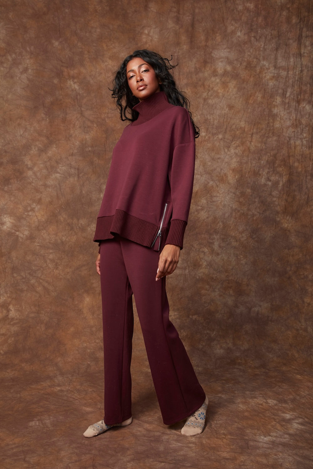 RD Katelyn Rib Mock Top - Prune