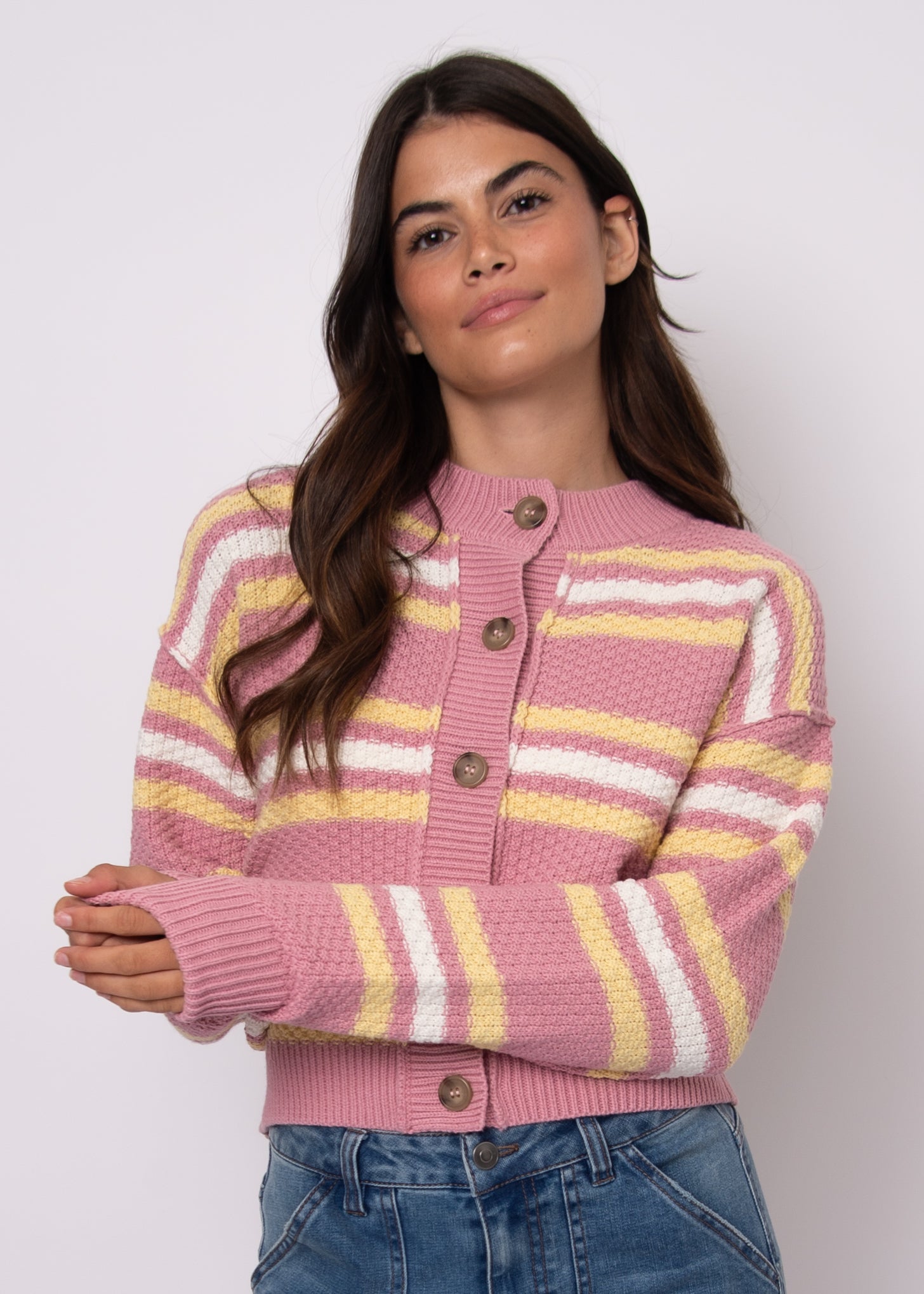 RD Lavanna Crew Cardigan - Petal Pink