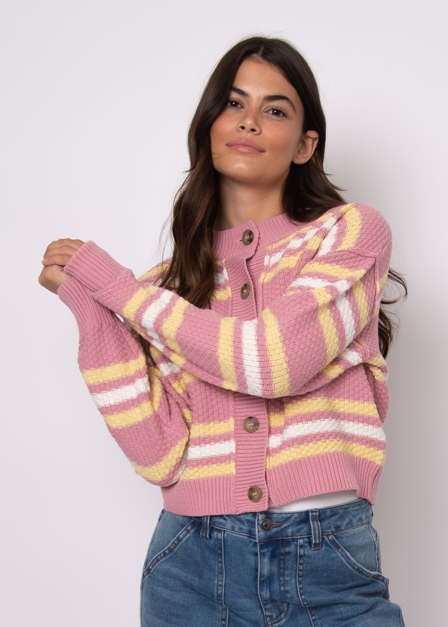 RD Lavanna Crew Cardigan - Petal Pink