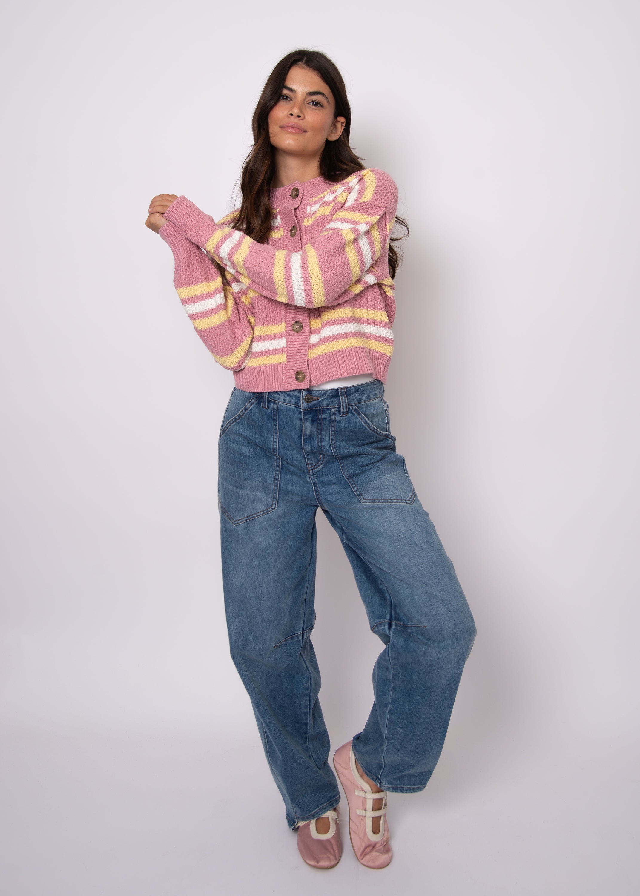 RD Lavanna Crew Cardigan - Petal Pink