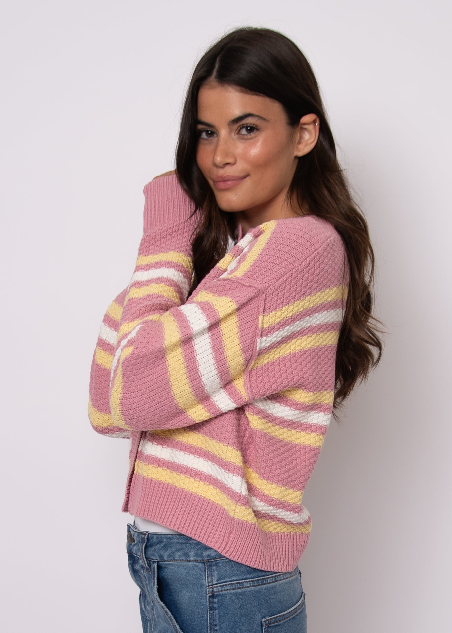 RD Lavanna Crew Cardigan - Petal Pink
