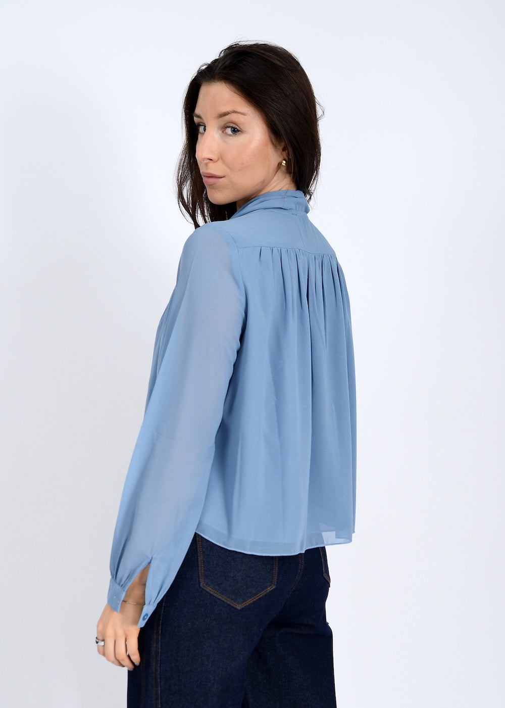 RD Rae Tie-Collar Top - Smoke