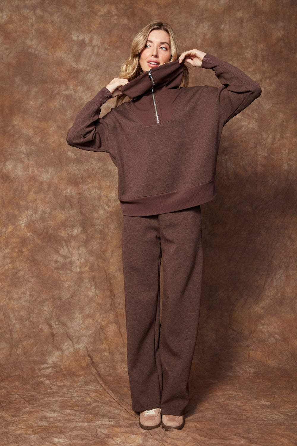 RD Sean Soft Knit Half-Zip - Umber Melange
