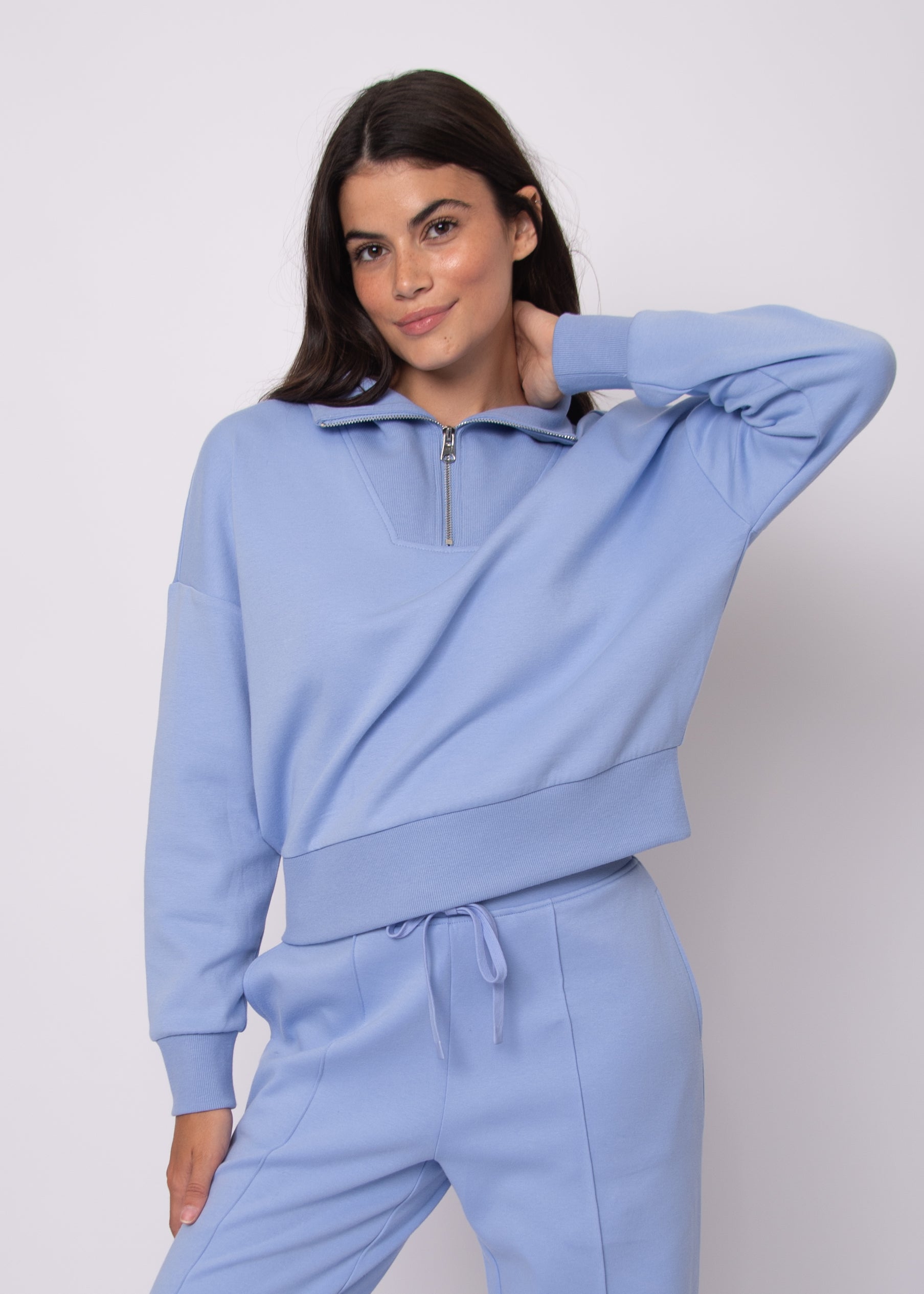 RD Seanni Cotton Soft Knit Half Zip - Perri Blue