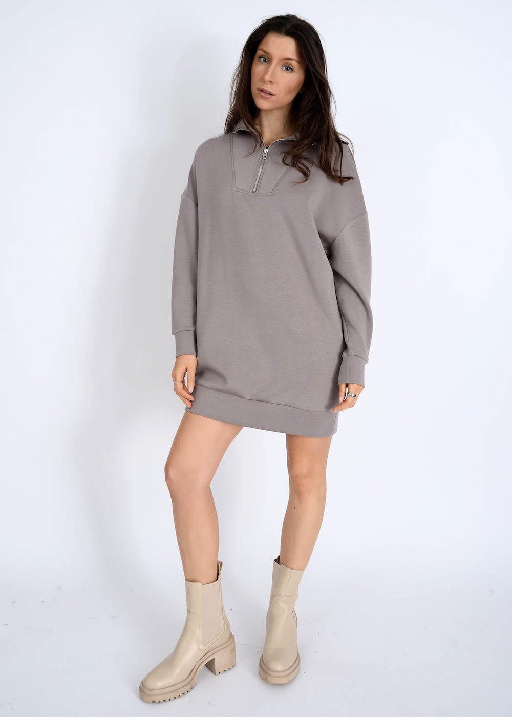 RD Seanni Soft Knit Mini Dress - Fog