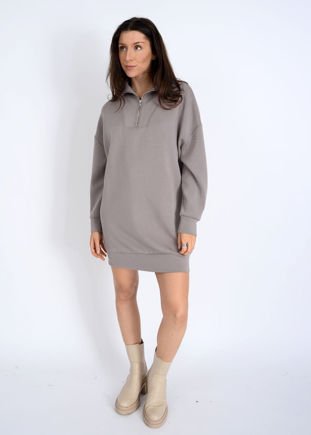 RD Seanni Soft Knit Mini Dress - Fog