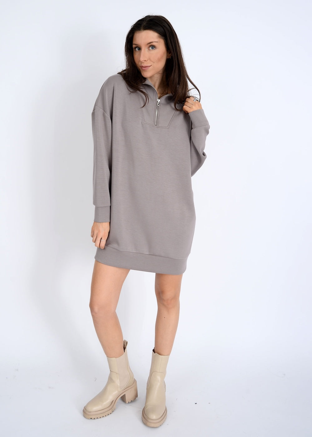 RD Seanni Soft Knit Mini Dress - Fog