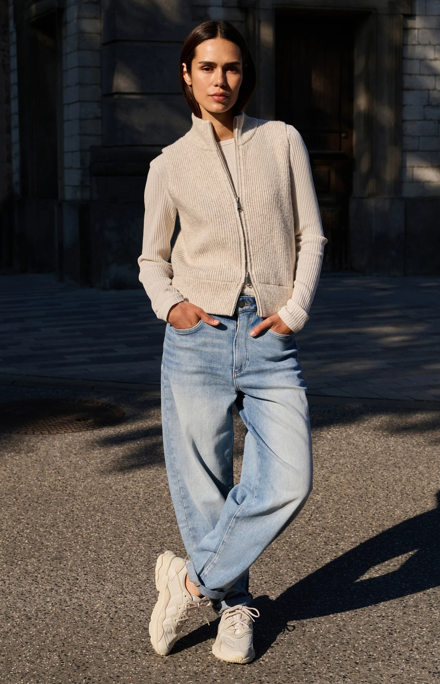 Yaya Ribbed Long Sleeved Tee - Snowfall