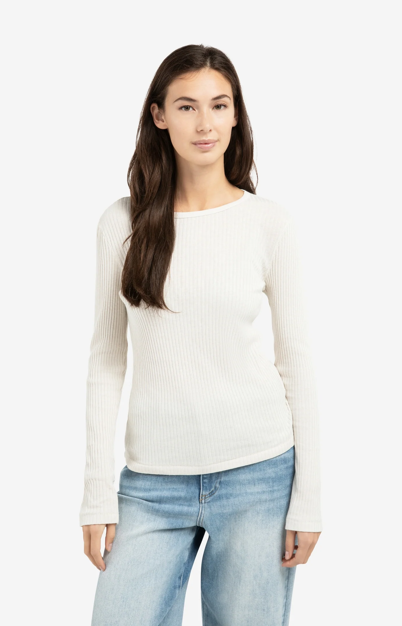 Yaya Ribbed Long Sleeved Tee - Snowfall