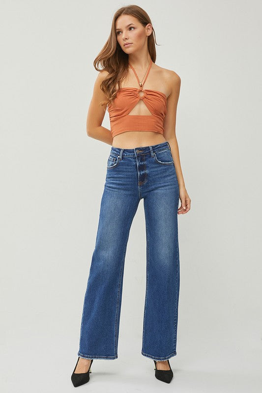 Risen High Rise Wide Jeans - Dark